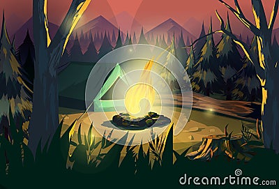 Illustration of a campfire Vector Illustration