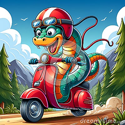 Too Cool for a Crawler: The Snake Racer Cartoon Illustration