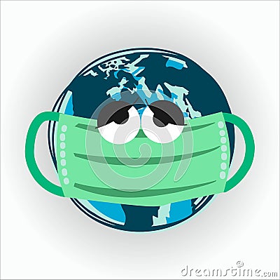 Illustration caracter, earth pandemic virus Vector Illustration