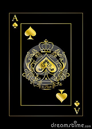 The spades ace gold Vector Illustration