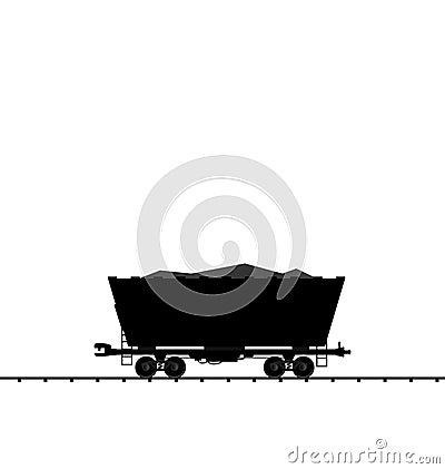 Illustration cargo coal wagon freight railroad train, black tran Vector Illustration