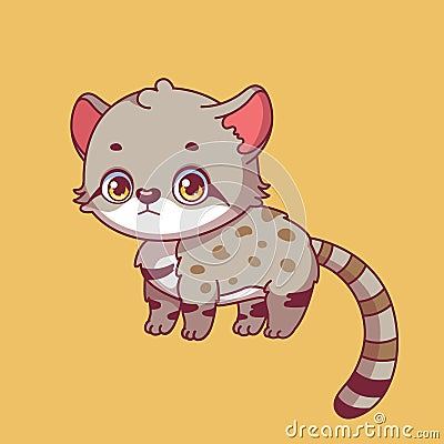 Illustration of a cartoon andean mountain cat on colorful background Vector Illustration