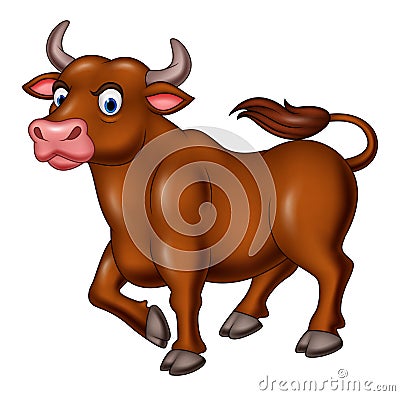 Cartoon angry bull isolated on white background Vector Illustration