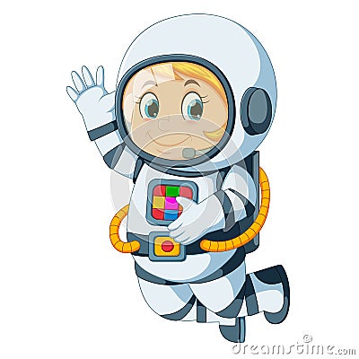 Cartoon astronaut floating Vector Illustration