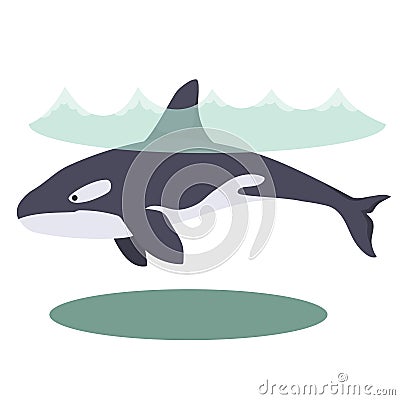 Illustration of a cartoon beautiful killer whale underwater Vector Illustration