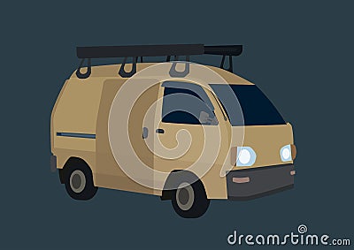 illustration of cartoon beige truck on Cartoon Illustration