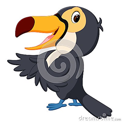 Cartoon bird toucan twittering Vector Illustration