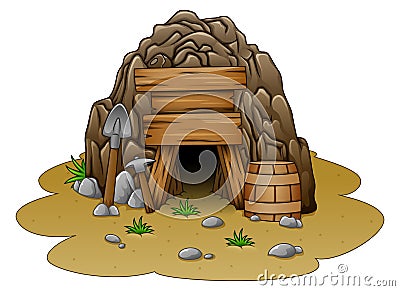 Cartoon cave entrance Vector Illustration