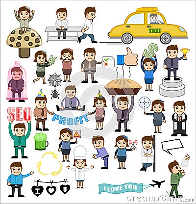 Illustration of Cartoon Concepts Set Stock Photo