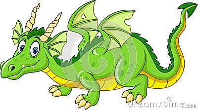 Cartoon dragon isolated on white background Vector Illustration