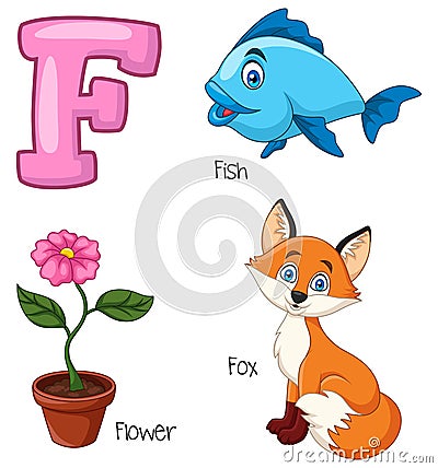 Cartoon F alphabet Vector Illustration