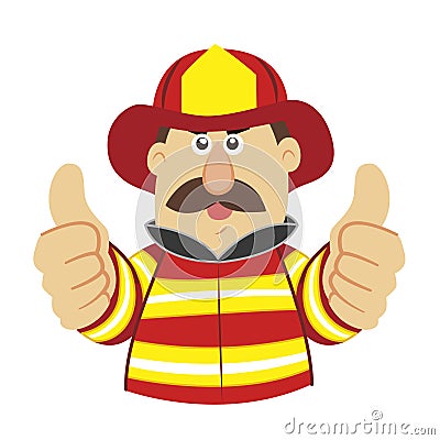 An illustration of cartoon fireman Vector Illustration