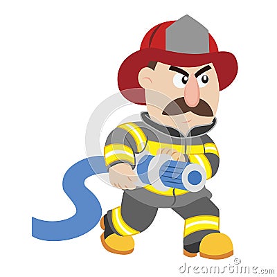 An illustration of cartoon fireman Vector Illustration