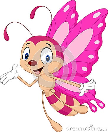 Cartoon funny butterfly Vector Illustration