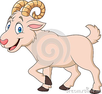 Cartoon funny goat isolated on white background Vector Illustration