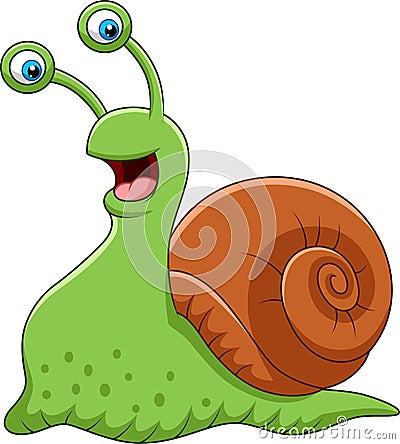 Cartoon funny snail isolated on white background Vector Illustration