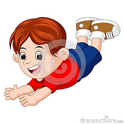 Cartoon happy kids pose flying Vector Illustration