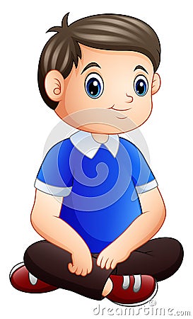 Cartoon happy male sitting on the floor Vector Illustration