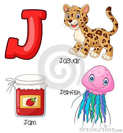 Cartoon J alphabet Vector Illustration