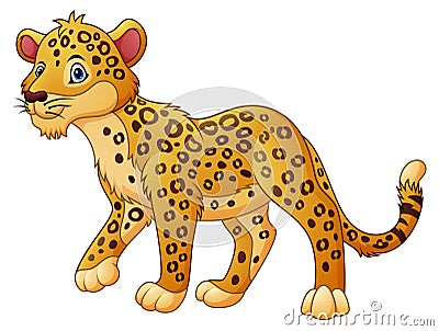 Cartoon leopard walking Vector Illustration