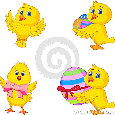 Cartoon little chick with Easter egg Stock Photo