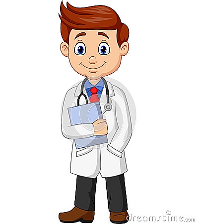 Cartoon male doctor holding a clipboard Vector Illustration