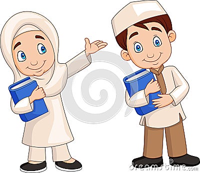 Cartoon Muslim kids Vector Illustration