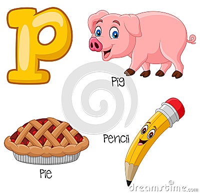 Cartoon P alphabet Vector Illustration