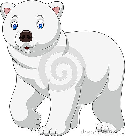 Cartoon polar bear isolated on white background Vector Illustration