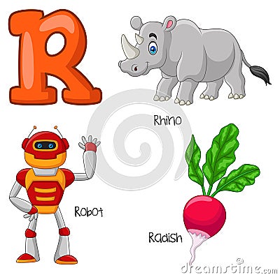 Cartoon R alphabet Vector Illustration