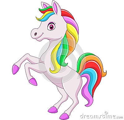 Cartoon rainbow horse isolated on white background Vector Illustration