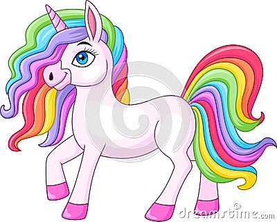 Cartoon rainbow unicorn horse Vector Illustration