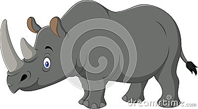 Cartoon rhino isolated on white background Vector Illustration