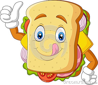 Cartoon sandwich giving thumbs up Vector Illustration