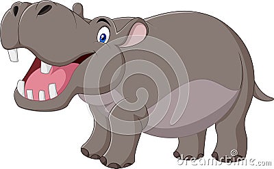 Cartoon smiling hippo isolated on white background Vector Illustration