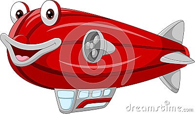 Cartoon smiling red zeppelin mascot Vector Illustration