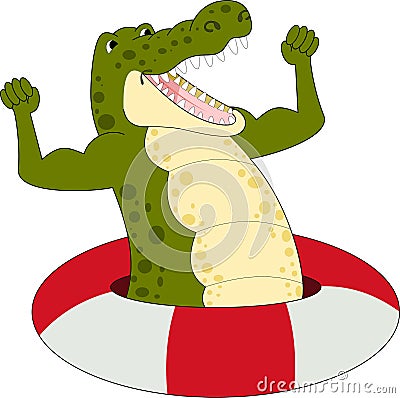 Illustration of Cartoon strong crocodile vector Vector Illustration