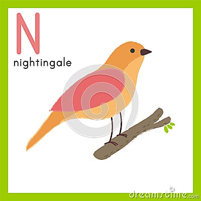 Illustration cartoon style of wildlife, nightingale Vector Illustration