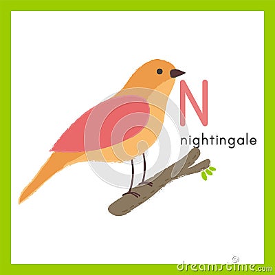 Illustration cartoon style of wildlife, nightingale Vector Illustration