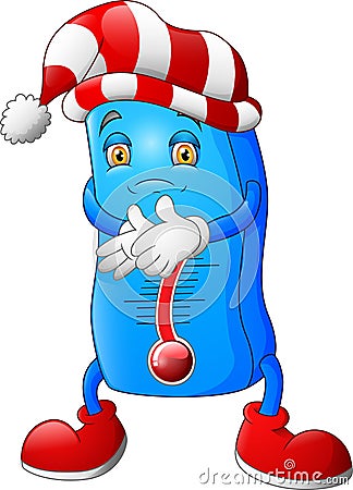 Cartoon thermometer winter mascot Vector Illustration