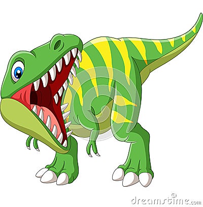 Cartoon Tyrannosaurus Rex roaring on white background Vector Illustration