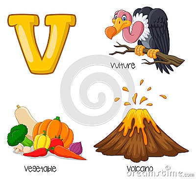 Cartoon V alphabet Vector Illustration