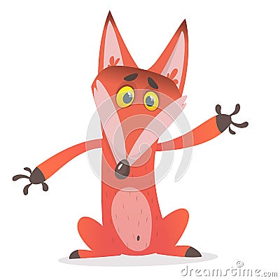 Illustration of cartoon very cute fox. Vector illustration isolated on white. Vector Illustration