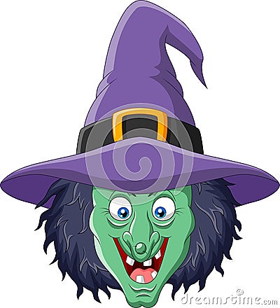 Cartoon witch head isolated on white background Vector Illustration