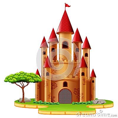 Castle towers with tree Vector Illustration
