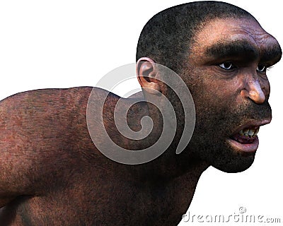 Caveman, Neanderthal, Ancient Man, Isolated Stock Photo