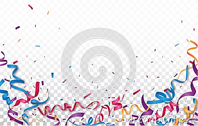 Celebration with Colorful ribbon and confetti Vector Illustration