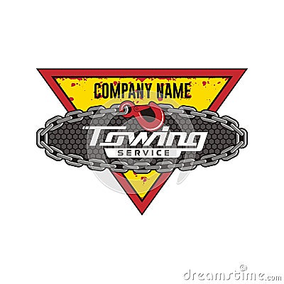 Illustration of chain and towing, illustration for towing service. Vector Illustration