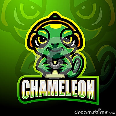 Chameleon esport logo mascot design Vector Illustration