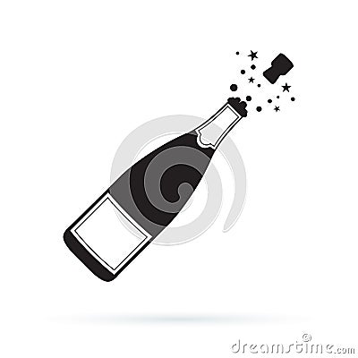 Illustration of champagne bottle explosion icon Cartoon Illustration